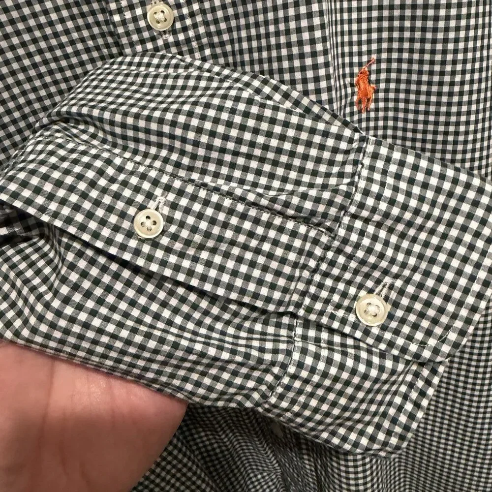 Polo Ralph Lauren Classic Fit Button Front Shirt Men 4XLT Green Gingham Plaid